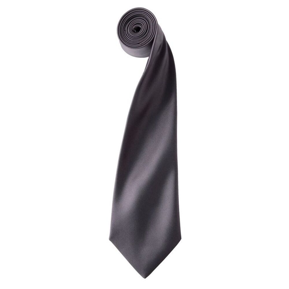 Premier Unisex Adult Colours Satin Tie / Dark Grey